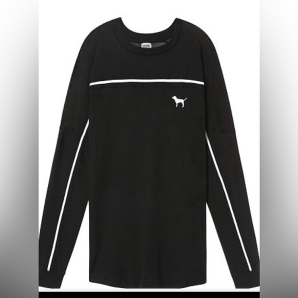 VS PINK SEQUIN BLING VARSITY LONG SLEEVE TEE SZ SM - Picture 2 of 5